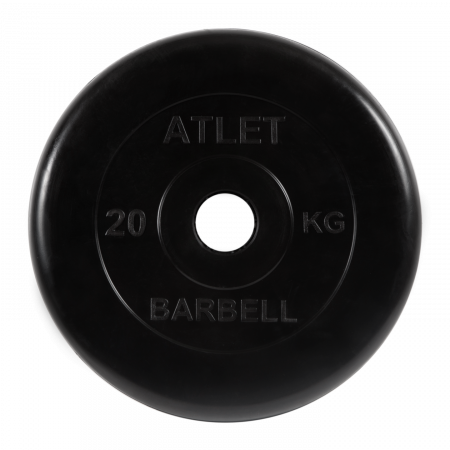 Диск обрезиненный  Barbell Атлет 20 кг (51 мм, черный)