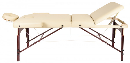 Массажный стол Atlas Sport 70 см LUX (с memory foam) складной 3-с деревянный (бежевый)