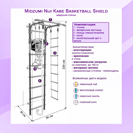 Шведская стенка Midzumi Niji Kabe Basketball Shield