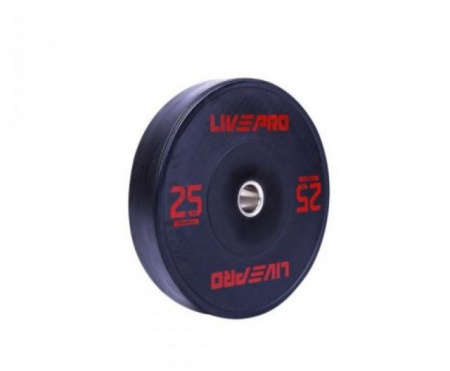 Бампированный диск Livepro Black Rubber Bumper Plate, 25 кг