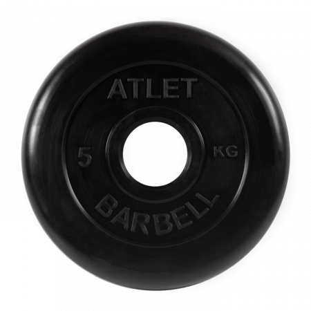 Диск обрезиненный Barbell Атлет 5 кг (51 мм, черный)