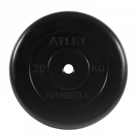 Диск обрезиненный Barbell Атлет 20 кг (26 мм, черный)