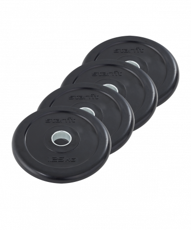 Диск обрезиненный Starfit 1,25 кг (26 мм, черный) 4 штуки